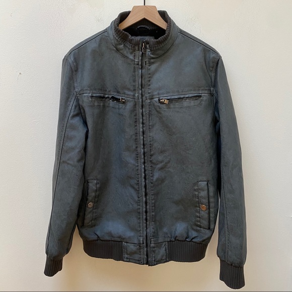 XRAY Jeans Other - XRAY Jeans Gray Faux Leather Sherpa Lined Jacket
